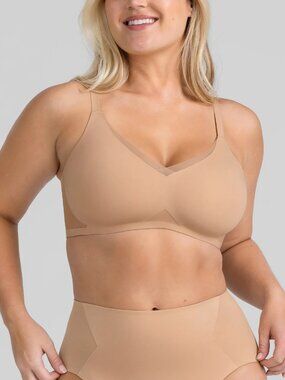 Honeylove Crossover Bra Sand 2X Wireless Support Shapewear Bra NWT